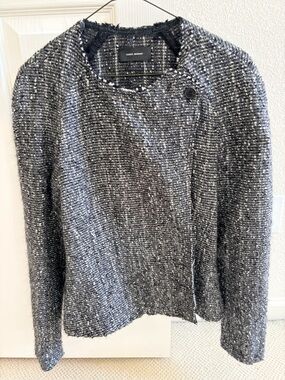 Isabel Marant Charcoal Gray Bouclé Asymmetrical Jacket size 38